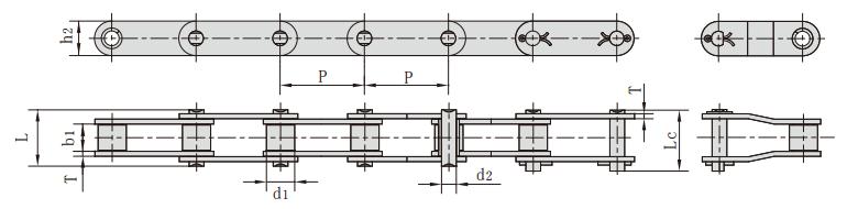 C2120H,雙<font color='red'>節(jié)距</font>小滾子輸送鏈